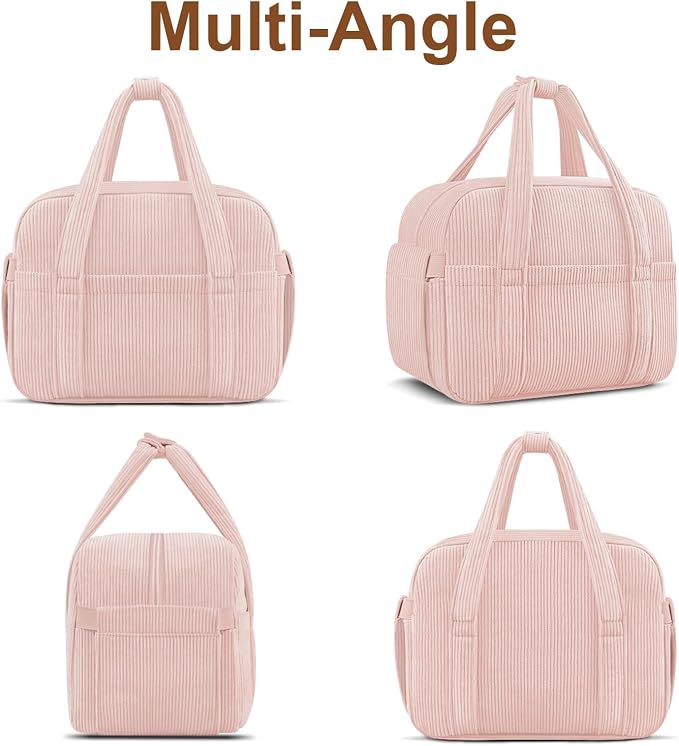 Corduroy Lunch Box Lunch Bag for Women Men, Cute Strawberry Small Insulated - Image 9