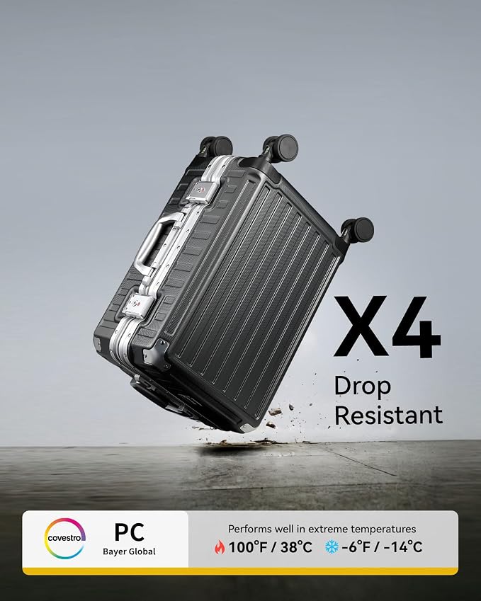 LUGGEX Luggage Sets with Spinner Wheels, 2 Piece Aluminum Frame Zipperless - Image 6
