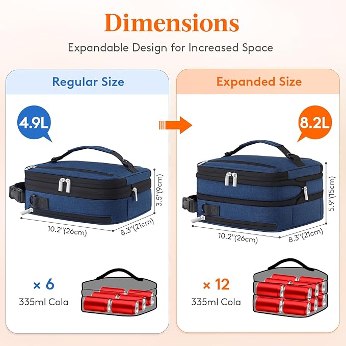 Lifewit Insulated Lunch Box for Men, Expandable Cooler Bag, Freezable Lunch Bag - Image 4