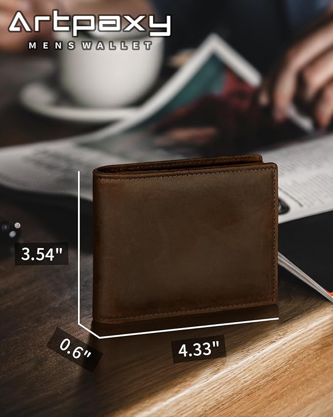 Mens Wallet Genuine Leather Bifold RFID Blocking Wallet - Image 2