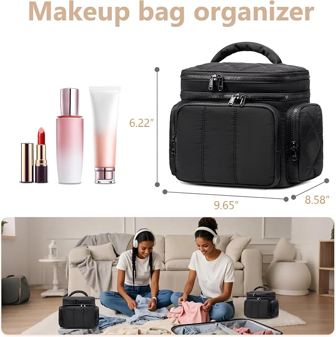 LEDAOU Toiletry Bag for Women, Quilted Travel Makeup Bag Organizer - Image 6