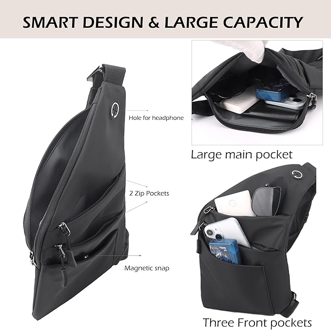 Anti Theft Crossbody Bags for Women Men, Slim Sling Bags - Image 4