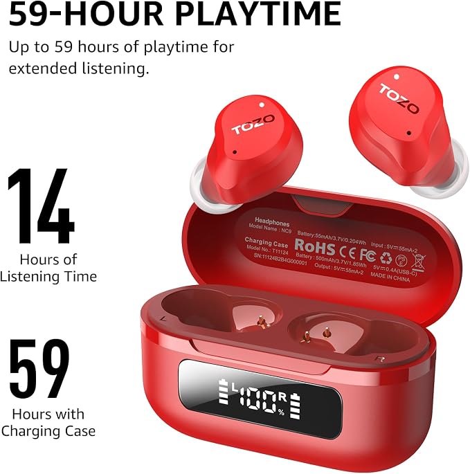 TOZO NC9 Hybrid Active Noise Cancelling Wireless Earbuds, 6 Mics ENC Clear Call - Image 5