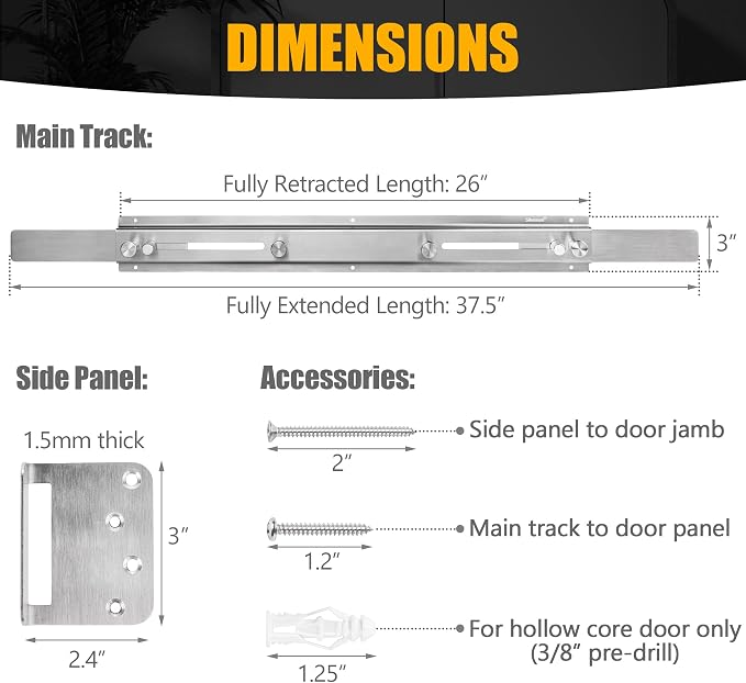 Door Barricade Bar with Door Hook Door Hanger Patented Design - Image 4