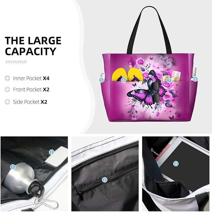 Beach Bag for Women Beach Tote Bag Waterproof Sandproof Large Bags - Image 3