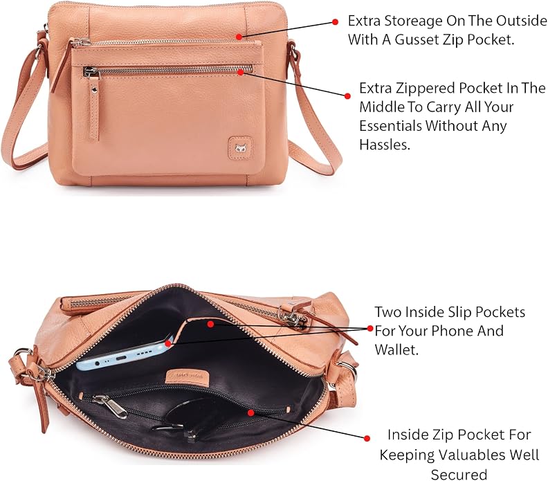 Wise Owl Accessories Small Soft Pebbled Real Leather Crossbody Handbags Purses - Image 3