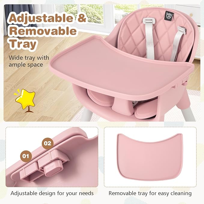 BABY JOY High Chair, 5 in 1 Convertible Highchair - Image 5