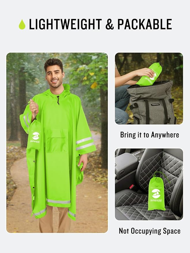 SaphiRose Hooded Rain Poncho Waterproof Raincoat Jacket - Image 4