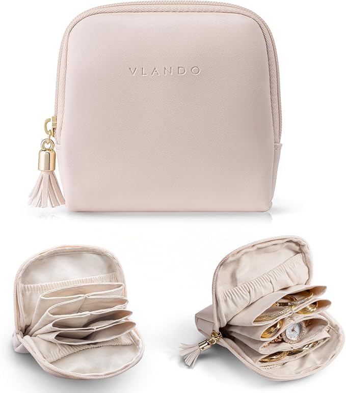 Vlando Small Travel Jewelry Organizer, Jewelry Pouch Bags, Velvet Jewelry by VLANDO