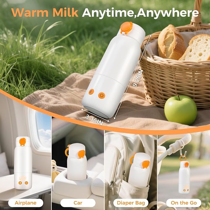 Portable Bottle Warmer for Travel, 12oz Large Capacity Fast Heating Breast Milk - Image 6