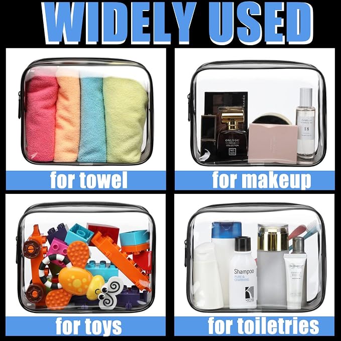 12 Pcs Clear Cosmetic Bag PVC Waterproof Zippered Clear Toiletry Carry Pouch - Image 5