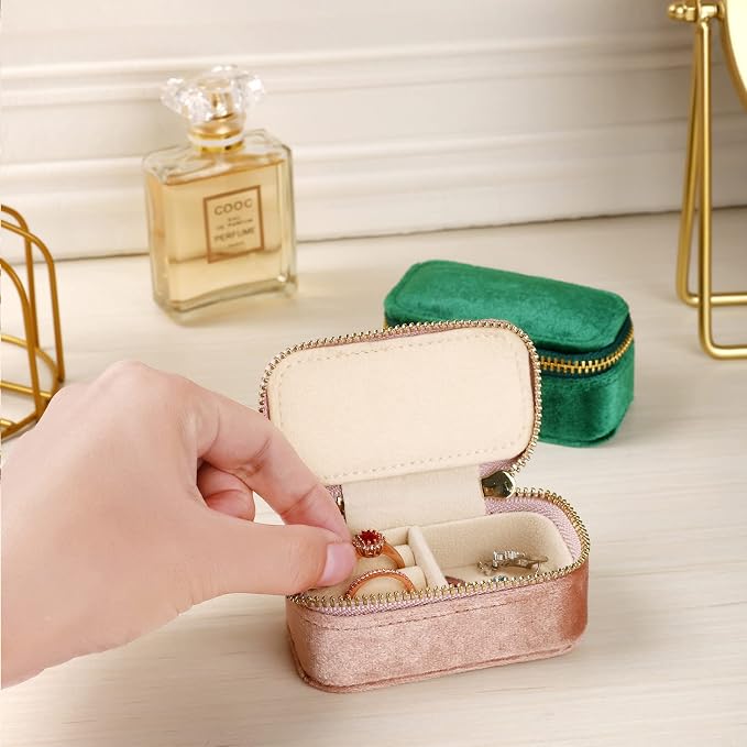 TAIMY Mini Jewelry Travel Case, Velvet Small Travel Jewelry Box, Portable - Image 6