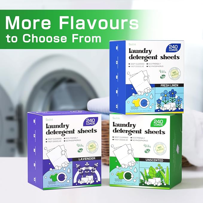 Soulink Laundry Detergent Sheets Unscented 480 Loads，Eco Friendly Detergent - Image 5
