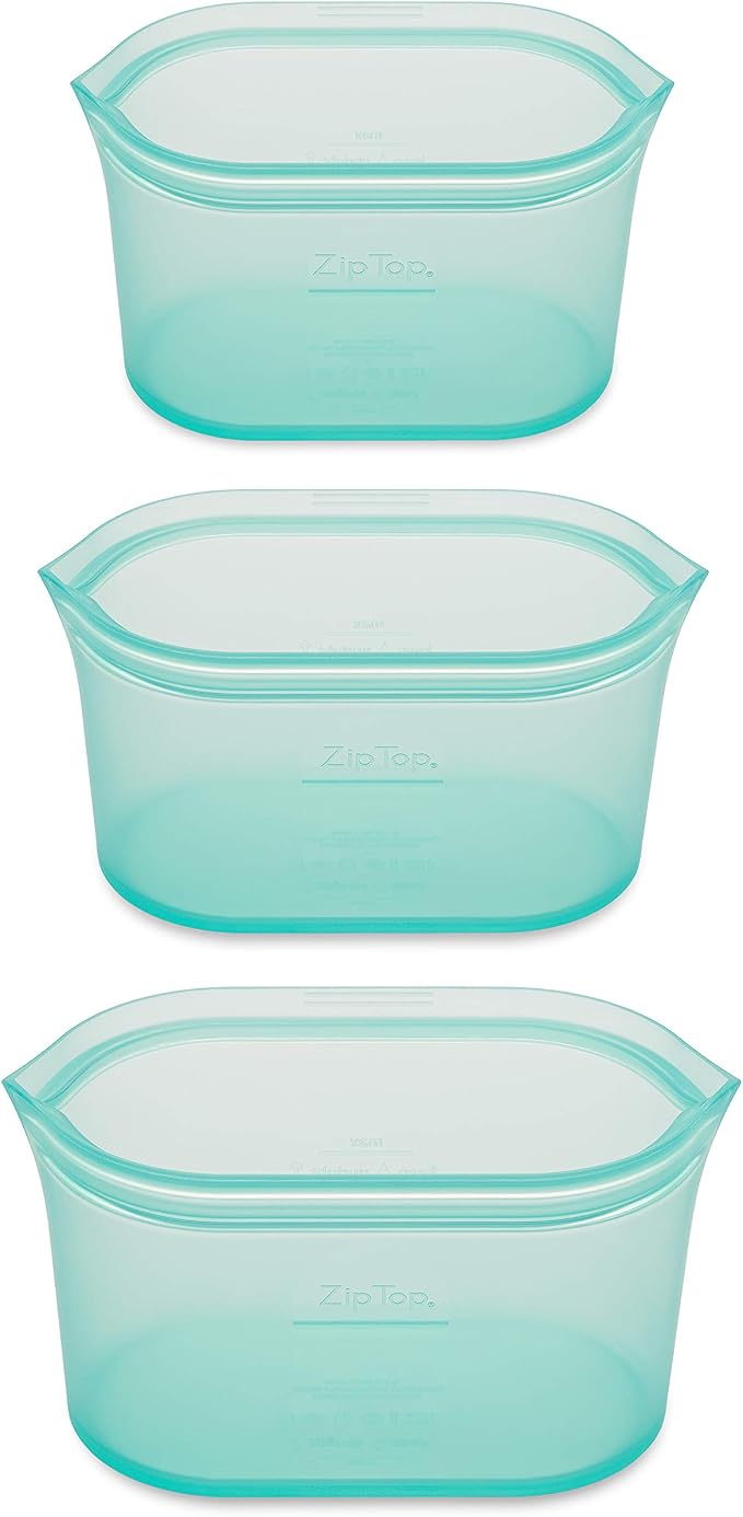 Zip Top Reusable Food Storage Bags | 3 Dish Set | Silicone Meal Prep Container - Image 2