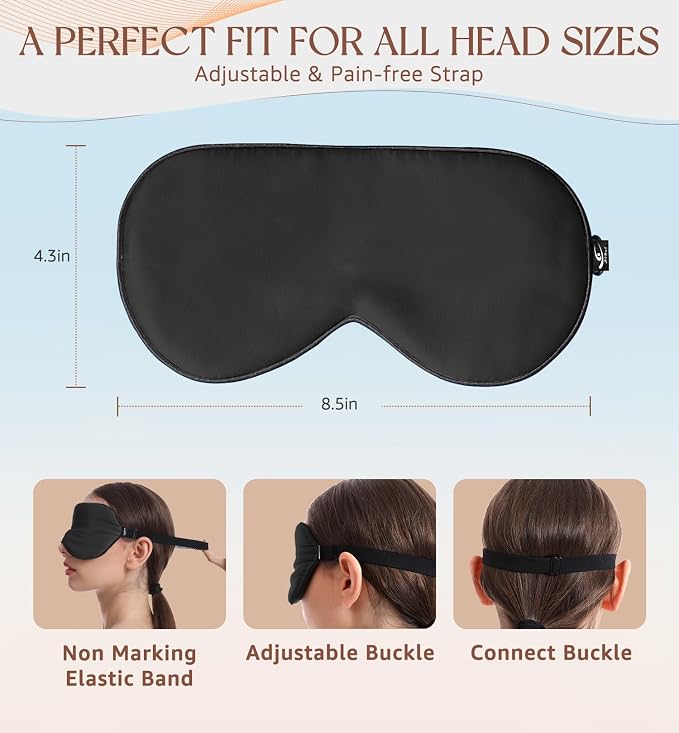 HiRui Silk Sleep Mask, 100% Natural Mulberry Silk of Double-Sided & - Image 5