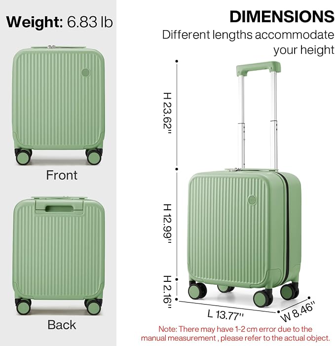 mixi Underseat Carry on Luggage 16 Inch Hardshell PC Suitcase - Image 6