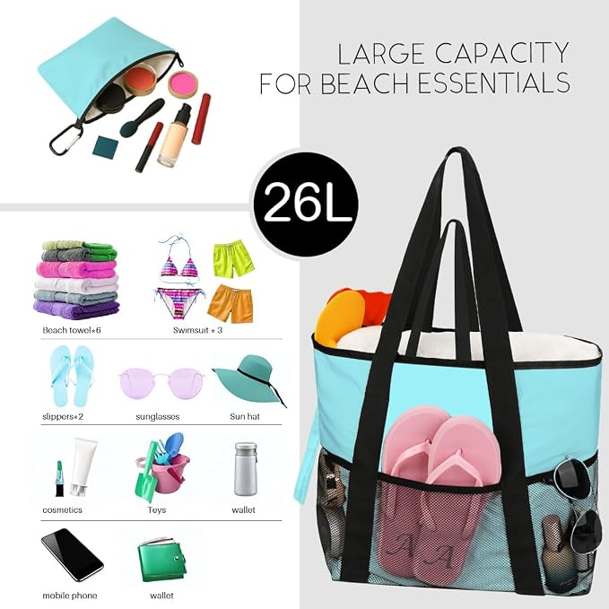 Sandproof Beach Bag with Zipper - Image 3