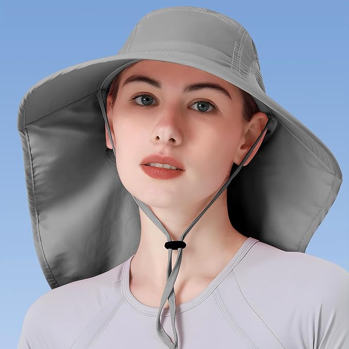 Womens Sun Hat UV Protection, Foldable Waterproof Wide Brim Bucket Hats - Image 2