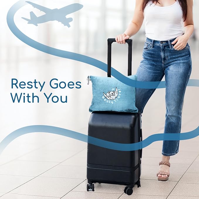 Resty 65"x40" Traveling Airplane Blanket, Baby Blue – Lightweight, Velvety Soft - Image 7