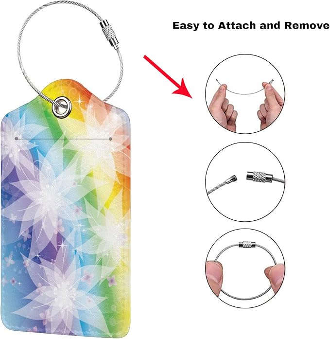 2 Pieces Rainbow Luggage Tags for Women Girls, Beautiful Leather Tags for - Image 3