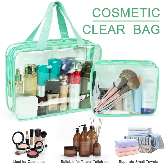 APREUTY Clear Makeup Bags, TSA Approved 6 Pcs Cosmetic Makeup Bags Set Clear PVC - Image 5