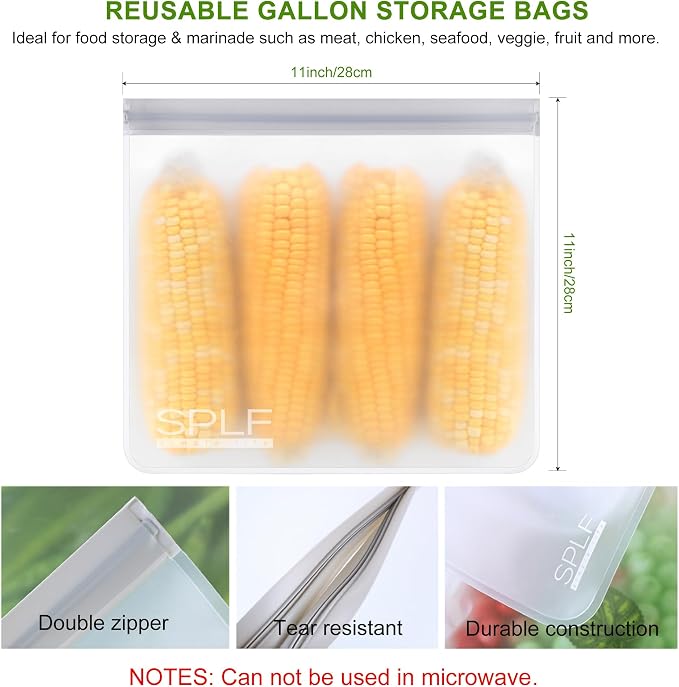 SPLF 6 Pack Reusable Gallon Freezer Bags Dishwasher Safe, BPA FREE Reusable - Image 3