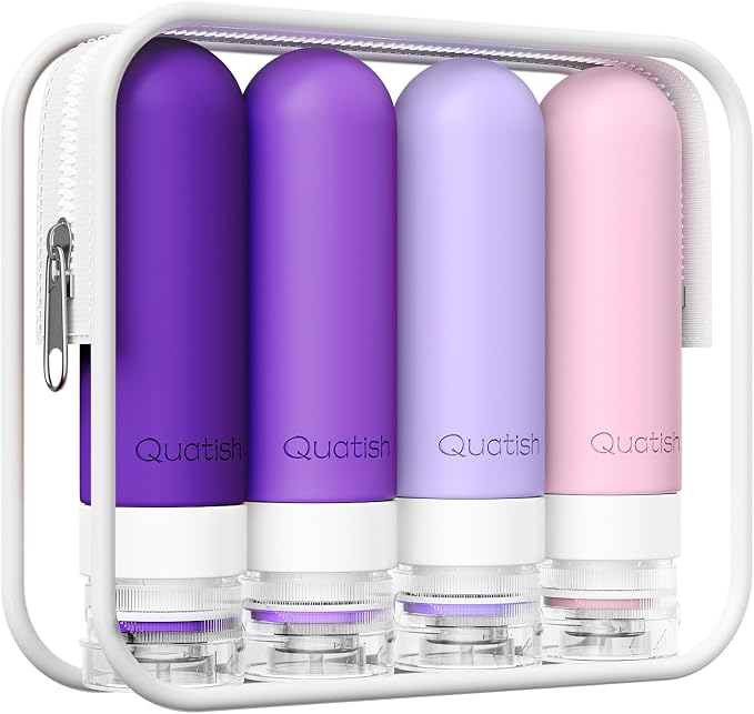 Quatish Travel Bottles for Toiletries, Original Patented Leak Proof Travel Size by Quatish
