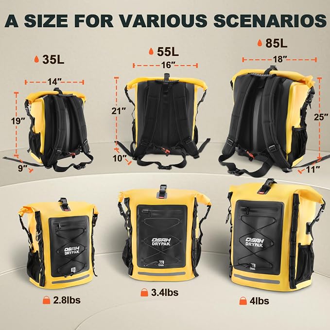 Waterproof Backpack Dry Bag 35L/55L/85L– Heavy Duty Roll-Top Hiking Backpack - Image 2