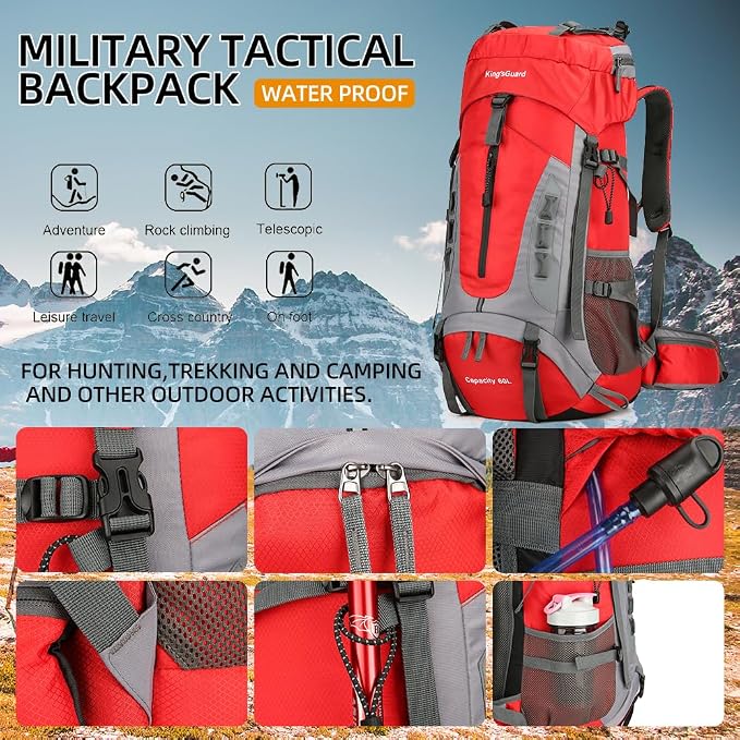 King'sGuard 60L Hiking Backpack Lightweight Camping Backpack - Image 6