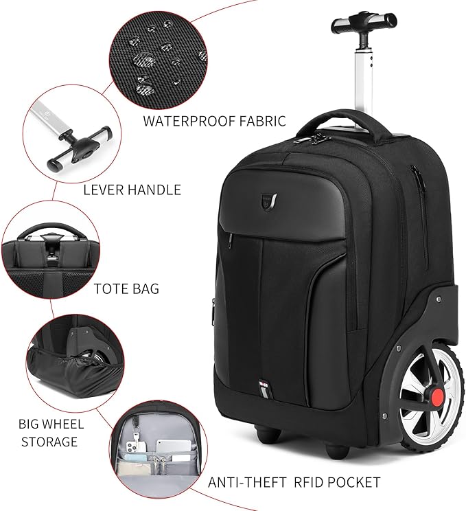 Rolling Backpack, Waterproof Backpack - Image 4
