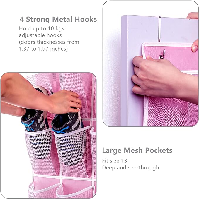 KEEPJOY 28 Pocket Over The Door Shoe Organizer, Hanging Door Shoe Holder Rack - Image 4