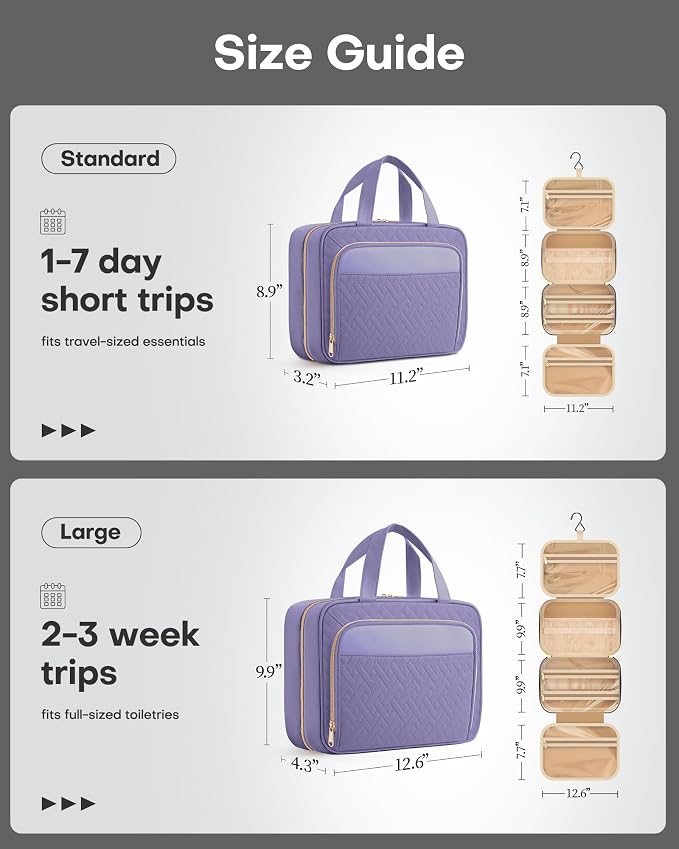 HOTOR Travel Toiletry Bag for Women & Men, Waterproof Makeup Bag - Image 2