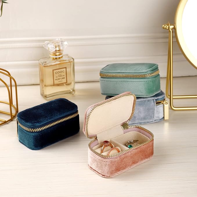 TAIMY Mini Jewelry Travel Case, Velvet Small Travel Jewelry Box, Portable - Image 5