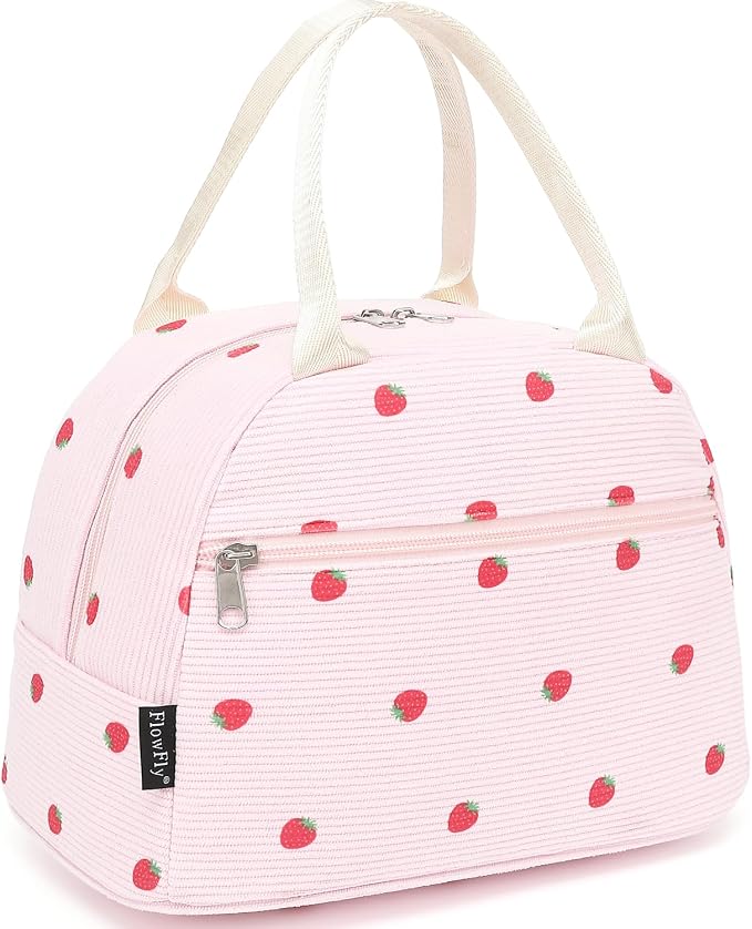 FlowFly Insulated Lunch Bag for Women – Corduroy Lunch Tote Box, Cute Cooler by FlowFly