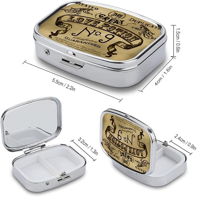 Metal 2 Compartment Pill Organizer Travel Friendly Portable Compact Pill Box - Image 3