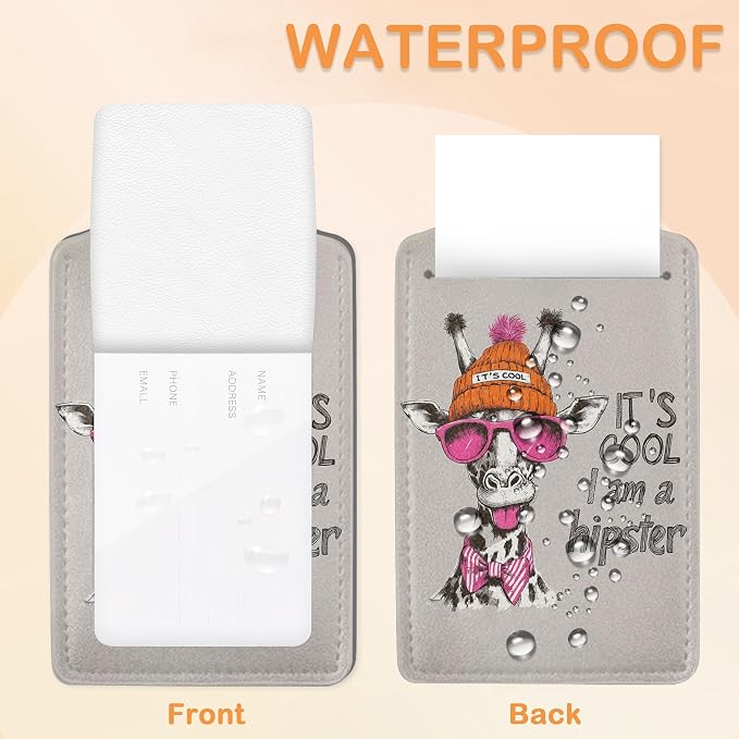Funny Hipster Giraffe 3 Pack PU Leahter Luggage Tag - Image 3