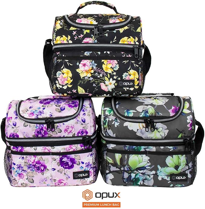 OPUX Lunch Box For Women, Insulated Large Lunch Bag Adult Work, Double Decker - Image 9
