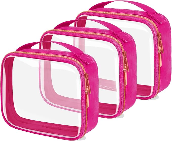 TSA Approved Travel Toiletry Bag, 3 Pack Clear Makeup Bags by FAYORORY