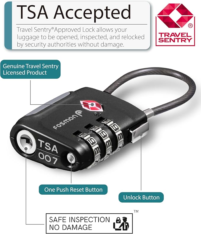 Fosmon TSA Approved Cable Locks - Image 2
