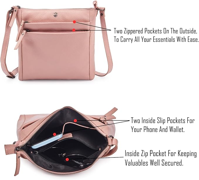Small Soft Genuine Leather Crossbody Purse Women’s Sling Crossover Shoulder - Image 3