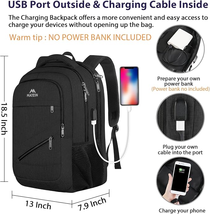 MATEIN School Laptop Backpack, Large TSA Friendly College Computer Bookbag - Image 3