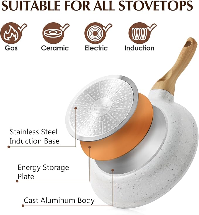 SENSARTE Nonstick Ceramic Cookware Set 23-Piece, Healthy Pots and Pans Set - Image 4