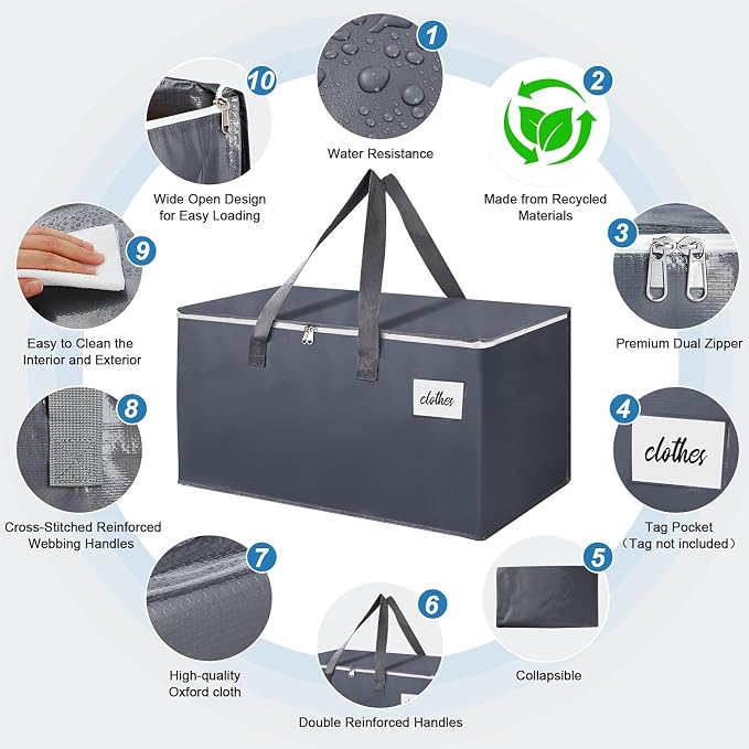6 Pack Extra Large 93L Moving Bags, 60lb Heavy Duty Moving Totes - Image 3