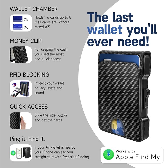 Zeeker Mens Air Wallet, with Smart Tracker, RFID Blocking Credit Card Clip - Image 3
