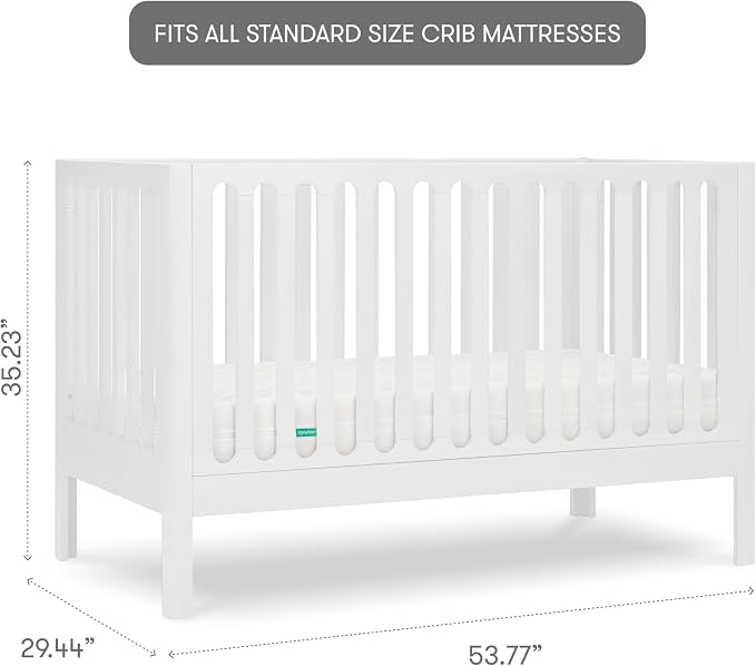 Newton Baby Galileo Standard Crib, Solid Beech Wood in White Color, 3-in-1 - Image 3