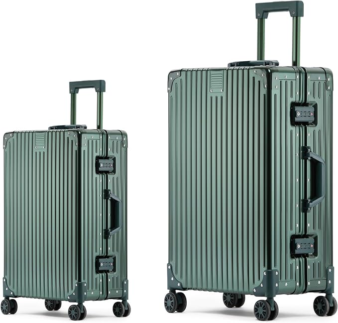 Metal All Aluminum Carry-on Luggage TSA Customs Lock Zipperless Silent Rotary by XZSP+AISU