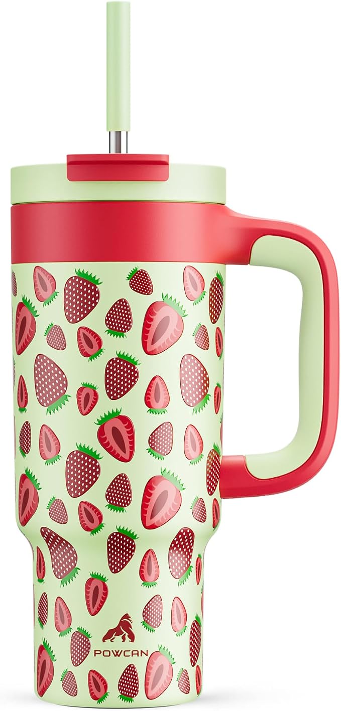 24 oz Metal Tumbler Cup for Girls: Easy Grip Handle, Leak-Proof when Sealed by POWCAN