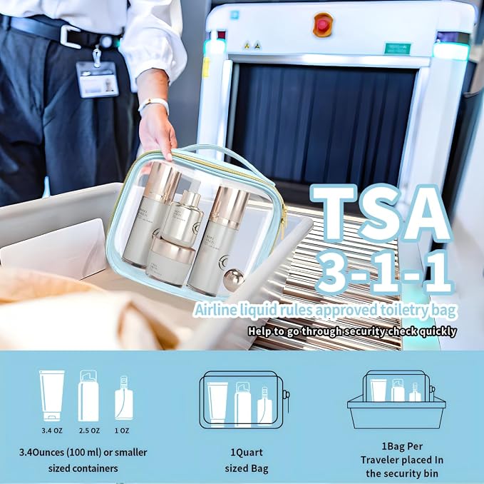 TSA Approved Travel Toiletry Bag, 2 Pack Clear Makeup Bags - Image 4