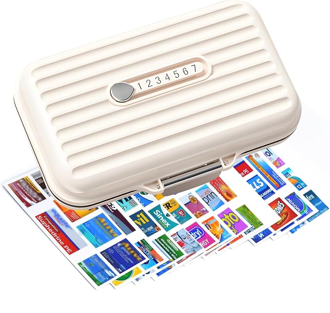 Travel Pill Organizer Box with Medicine Labels, 7 Compartments Portable Pill by Goffing