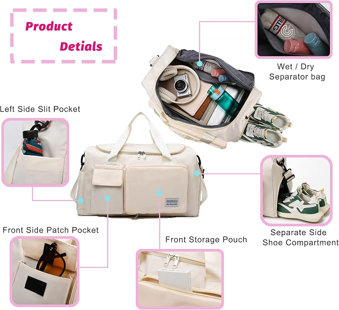 Multipurpose 20L Foldable Duffel Bag Gym Yoga Bag Carry-On Shopping Sack Travel - Image 7